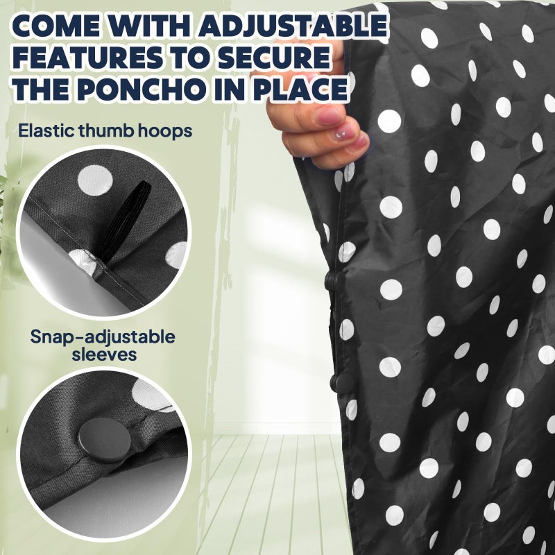 ANYOO Waterproof Rain Poncho Lightweight Reusable Hiking Hooded Coat Jacket for Outdoor Activities(Dot-Black) One Size - Image 4